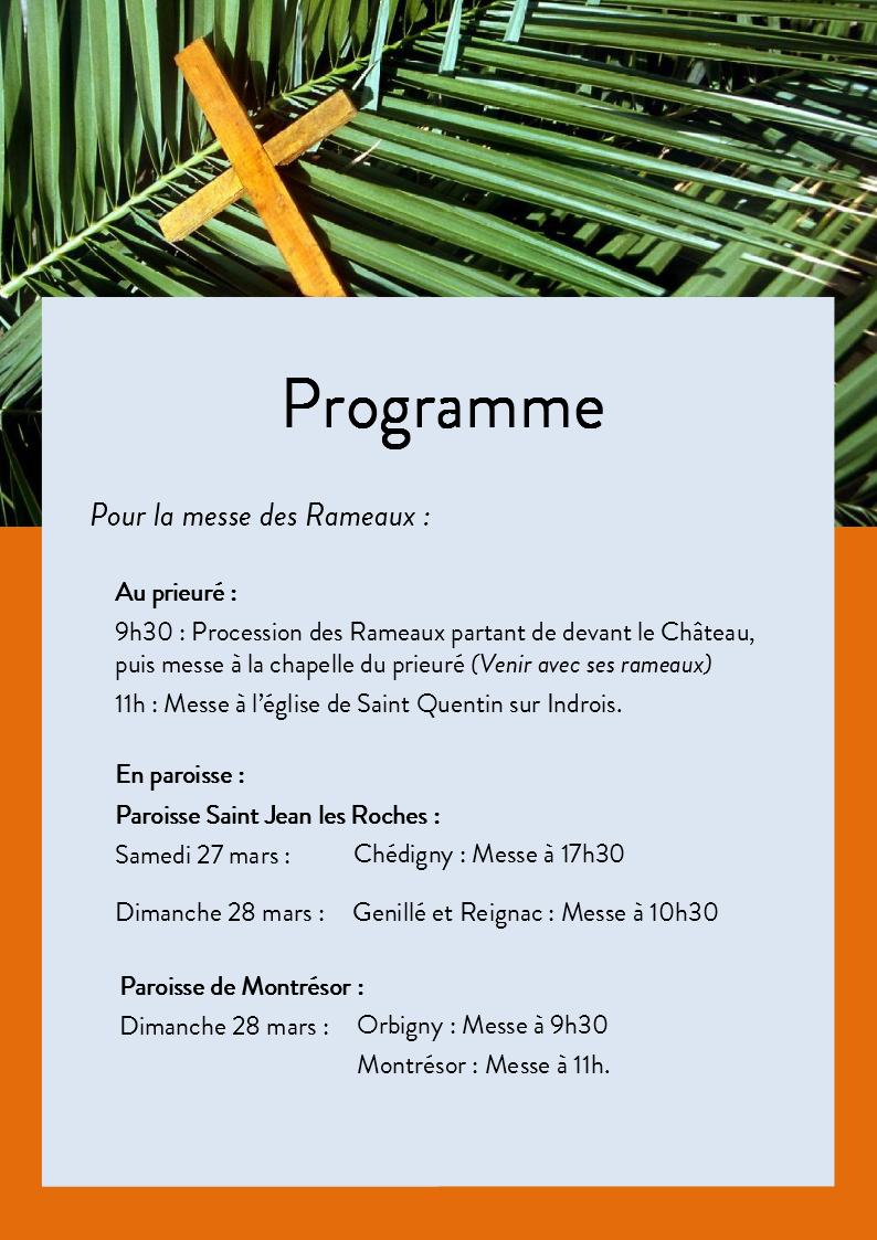 Programme dimanche des Rameaux Programme dimanche des Rameaux